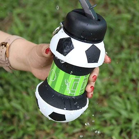 Image of Trendy Loop Silicone Football Soccer Water Bottle with Straw