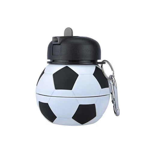 Image of Trendy Loop Silicone Football Soccer Water Bottle with Straw