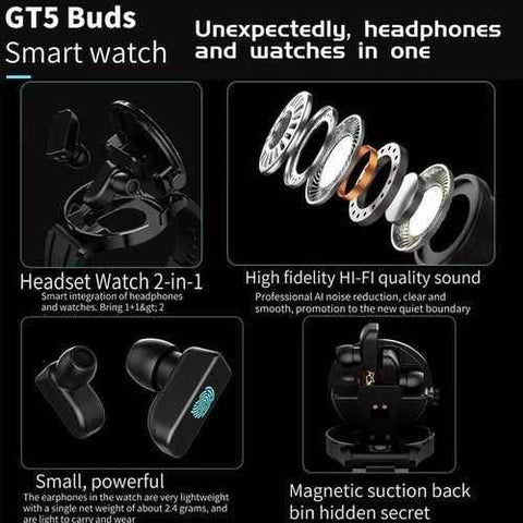 Image of 2 In 1 HI-FI Wireless Earphones Men Smart Watch