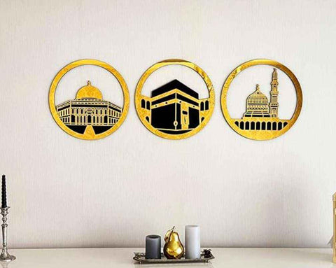 Image of Set Of Masjid Al Aqsa, Masjid Al-Haram & Masjid An-Nabawi Islamic Wall Art
