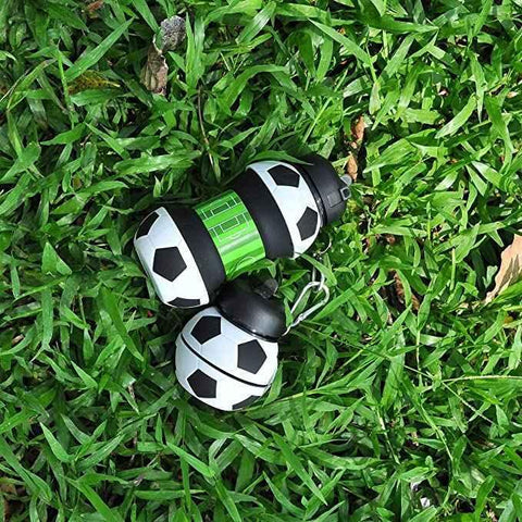 Image of Trendy Loop Silicone Football Soccer Water Bottle with Straw