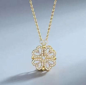 Flower Four Leaf Clower Hearts Necklace - Trendy Loop