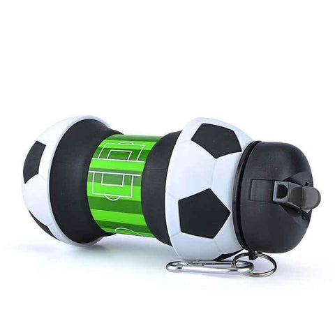 Image of Trendy Loop Silicone Football Soccer Water Bottle with Straw