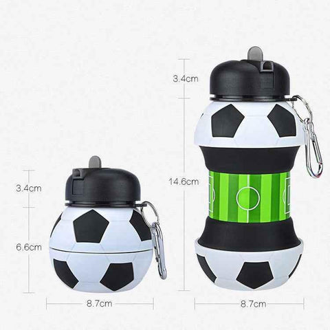 Image of Trendy Loop Silicone Football Soccer Water Bottle with Straw