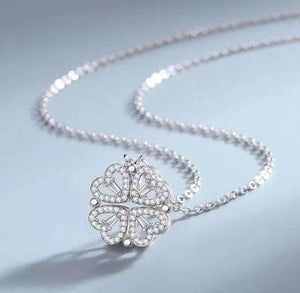 Flower Four Leaf Clower Hearts Necklace