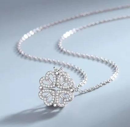 Flower Four Leaf Clower Hearts Necklace