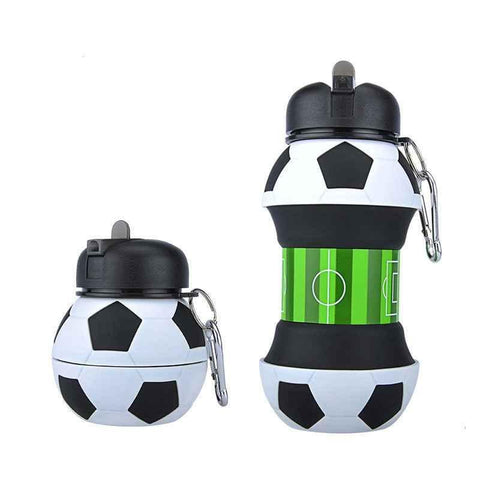 Image of Trendy Loop Silicone Football Soccer Water Bottle with Straw
