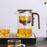 One Click Magnetic Teapot Separation Filtration Glass Tea Pot Wood Handle Tea Water Separation Inner Container Teapot - TRENDY LOOP
