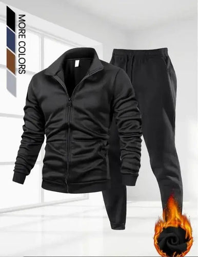 2 Pcs Men's Fleece Plain Zipper Track Suit.