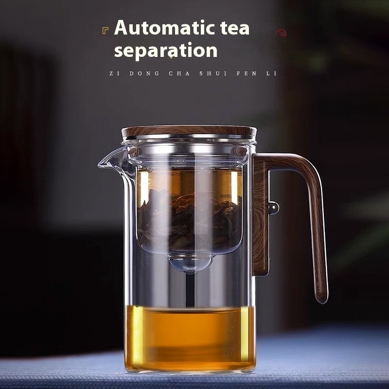 One Click Magnetic Teapot Separation Filtration Glass Tea Pot Wood Handle Tea Water Separation Inner Container Teapot - TRENDY LOOP