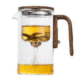 One Click Magnetic Teapot Separation Filtration Glass Tea Pot Wood Handle Tea Water Separation Inner Container Teapot - TRENDY LOOP