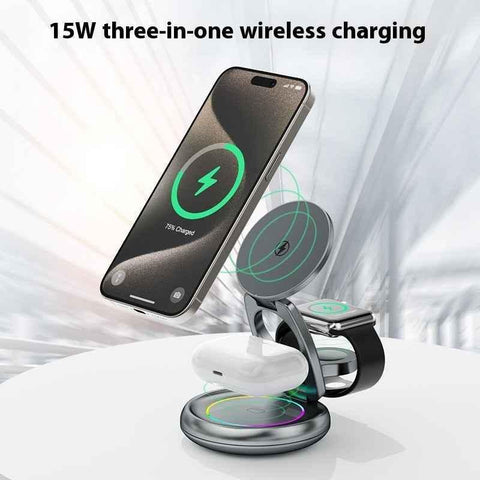 Image of Metal 3 In 1 Wireless Rotatable Charger Bracket