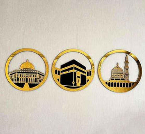 Set Of Masjid Al Aqsa, Masjid Al-Haram & Masjid An-Nabawi Islamic Wall Art