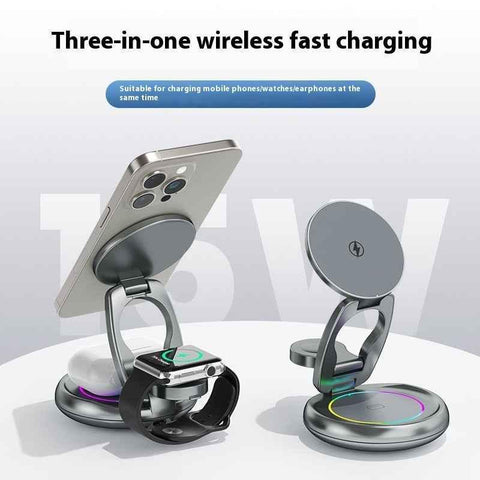 Image of Metal 3 In 1 Wireless Rotatable Charger Bracket