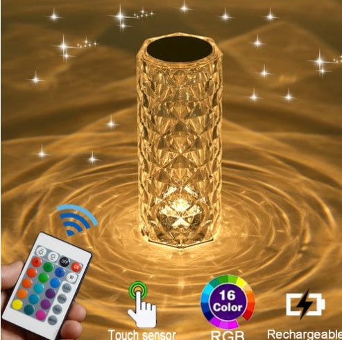 Creative Crystal Diamond Table Lamp Rechargeable Acrylic Bedroom Bedside - TRENDY LOOP