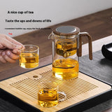 One Click Magnetic Teapot Separation Filtration Glass Tea Pot Wood Handle Tea Water Separation Inner Container Teapot - TRENDY LOOP