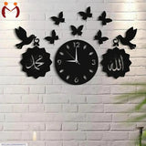 🕰️ 3D Islamic Wooden Wall Clock – Elegant Black Design with Arabic Calligraphy-Home decorations-TRENDY LOOP-TRENDY LOOP